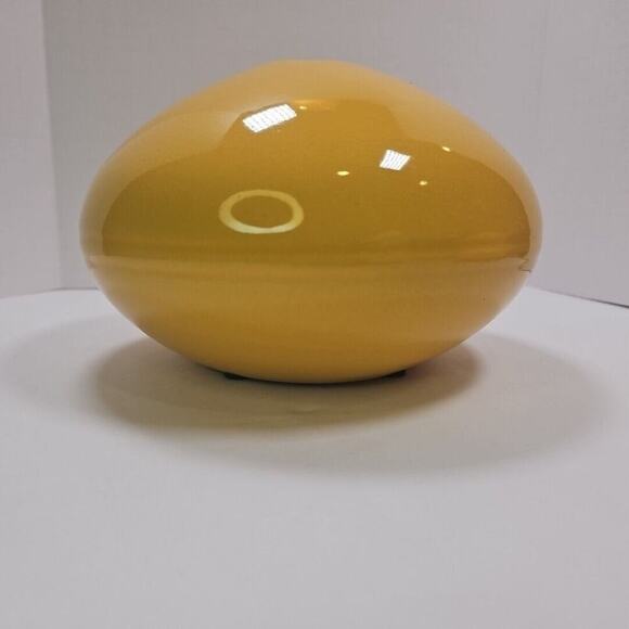 Modern Art Pottery Vases Set of 2 - Low Profile, Goldenrod Yellow, Unique Design - Picture 11 of 16